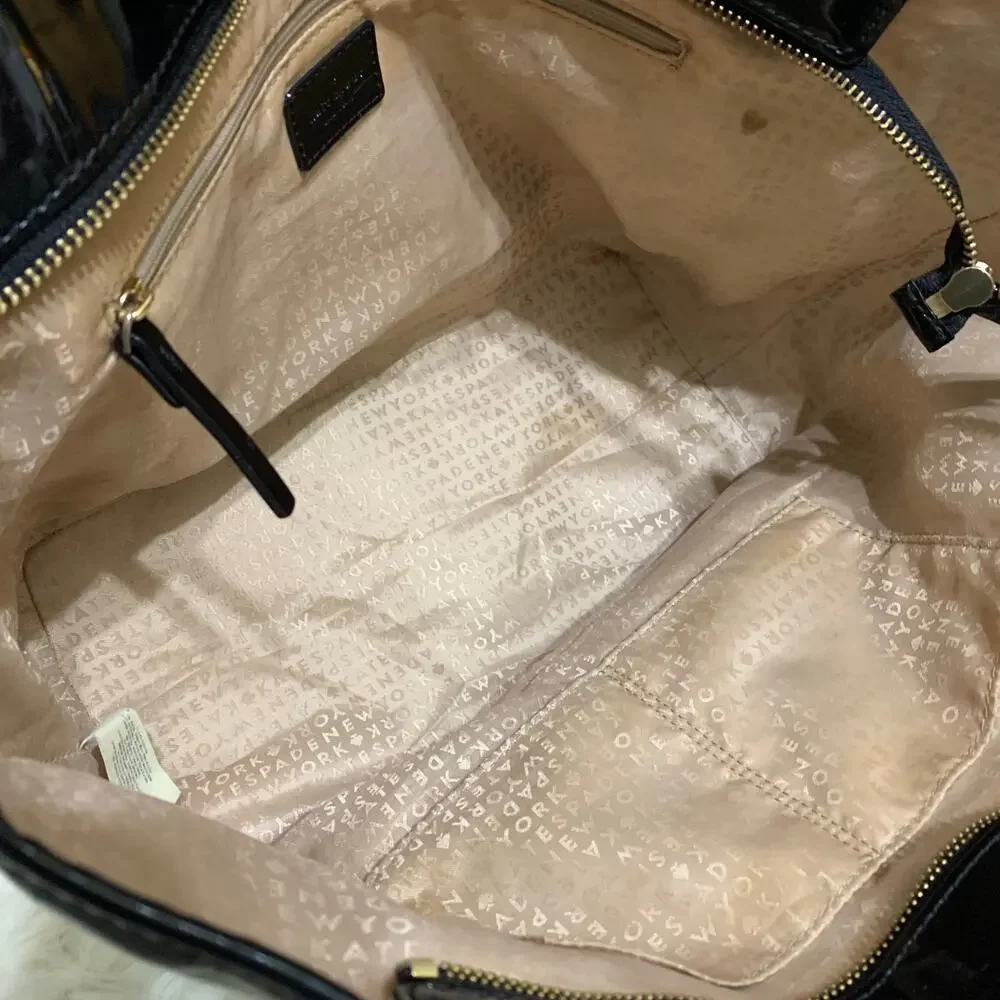 KATE SPADE HARMONY Metro Black Vinyl Perforated Heart Pattern Tote